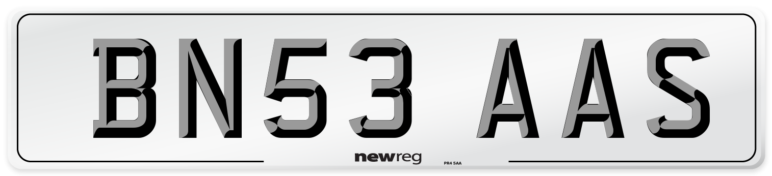 BN53 AAS Number Plate from New Reg